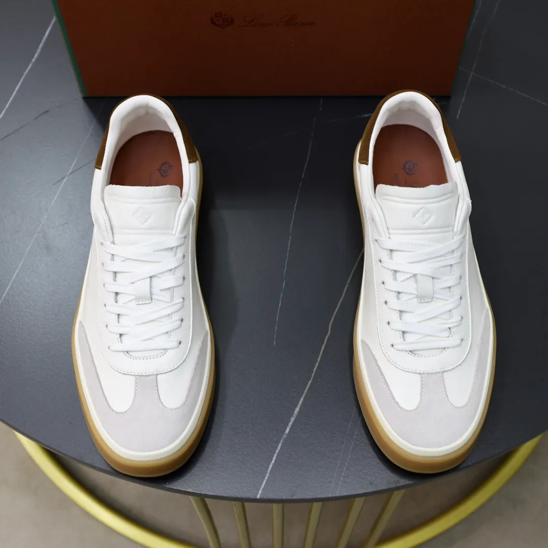Men's Men's Shoes💰540💰••New Products•• LoroPian*_Noyo-Pianya New men's casual moral training sneakers, LP lace-up casual shoes!  Made of original imported soft cowhide and suede fabric, it highlights the sporty style. The heel is decorated with logo embossing and the original molding. The raw rubber translucent sole combined with the color welt adds a sense of modernity to the shoe. The shoe is overall refreshing and easy to match with style. It has a full cowhide lining for the feet. The original box packaging at the counter comes with wooden balls and a dust bag! Size: 38-44 (.45 customized)
